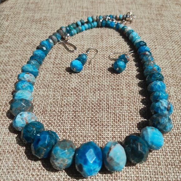 Jay King Mine Finds BLUE APATITE NECKLACE with EARRINGS NEW 925 Sterling Silver - Picture 5 of 5